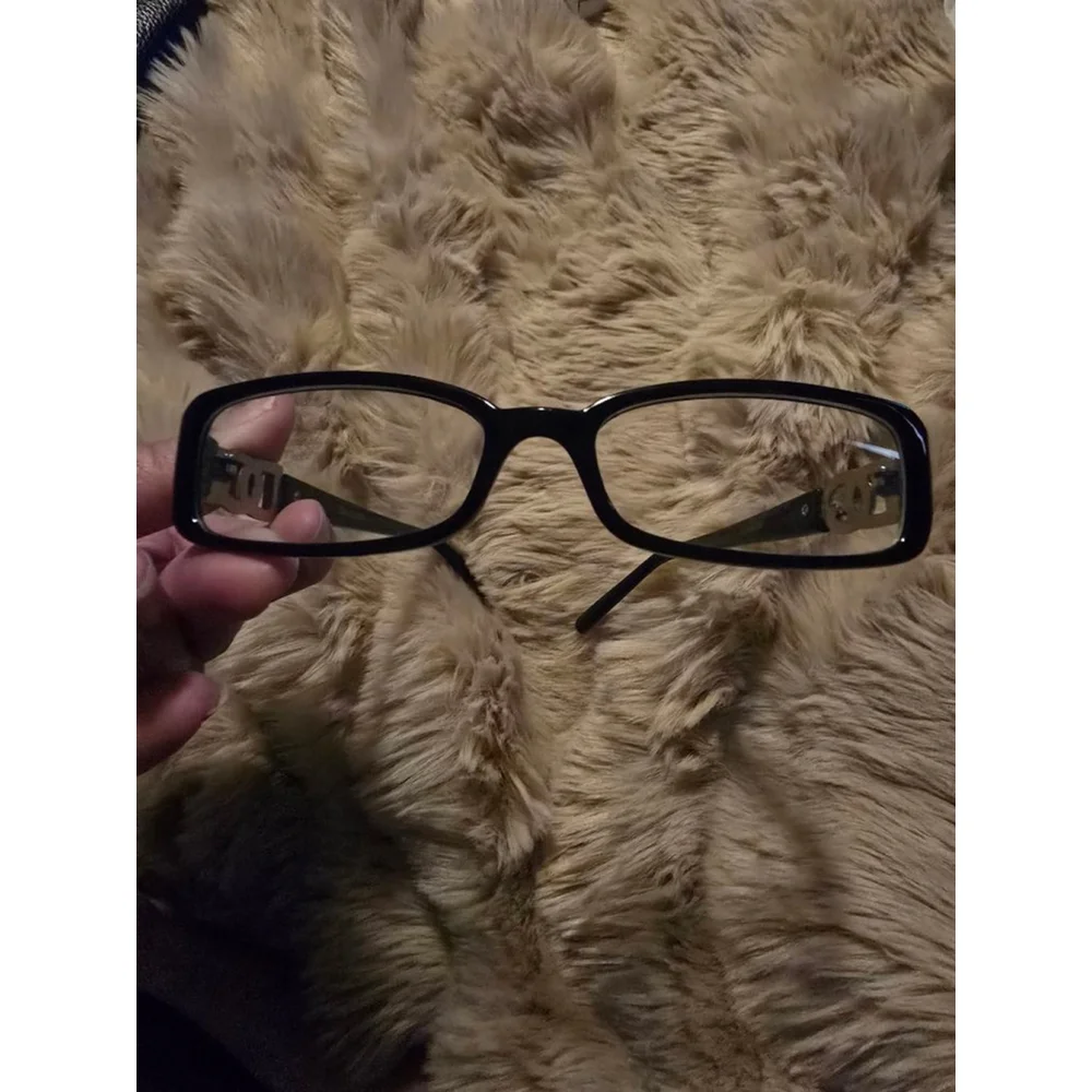 Women's Black and Silver Retro Acadamia Glasses One Size